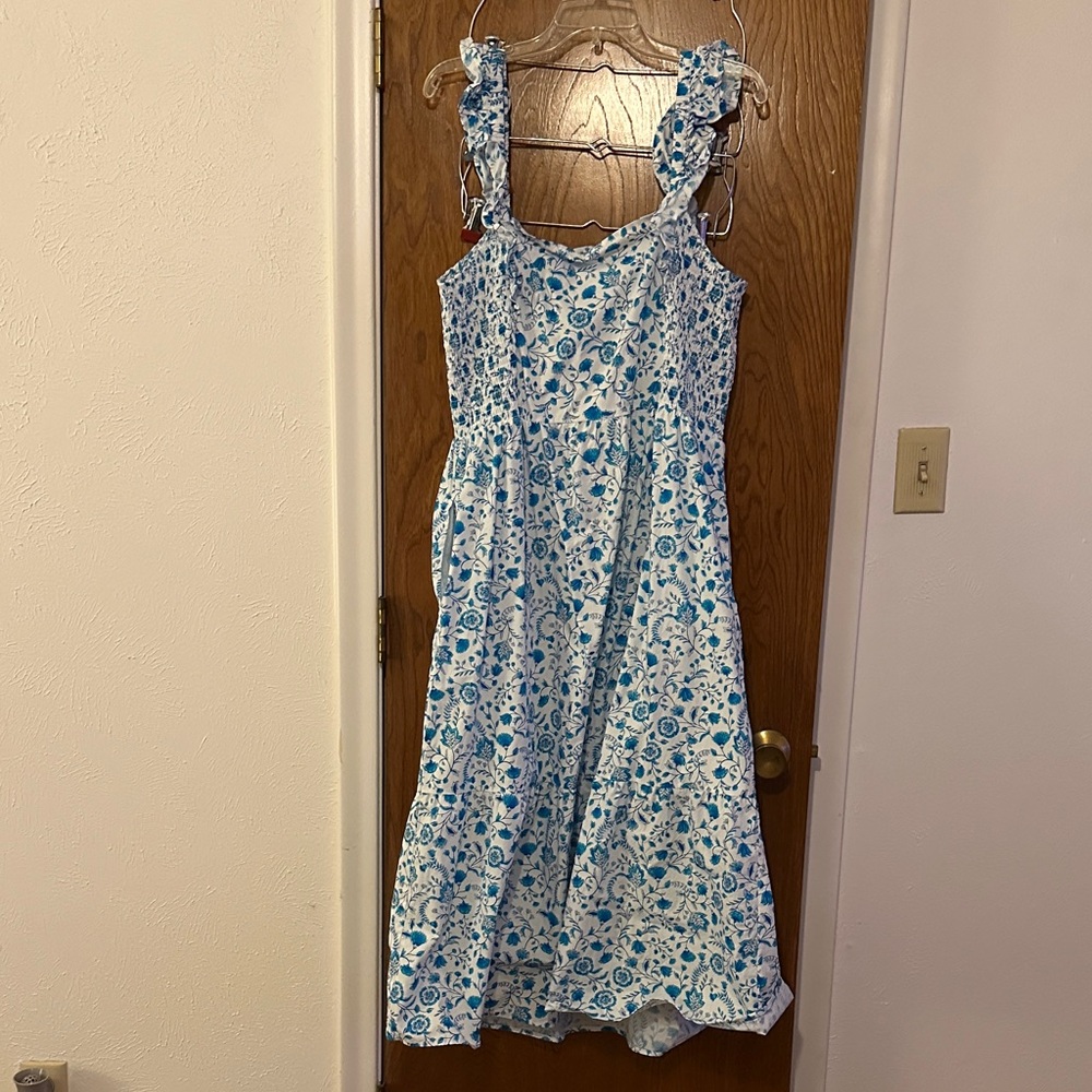 Floral Blue and White Dress